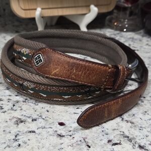 Columbia Sportswear Genuine Leather Belt With Fabric Inlay Fishing  Size 38